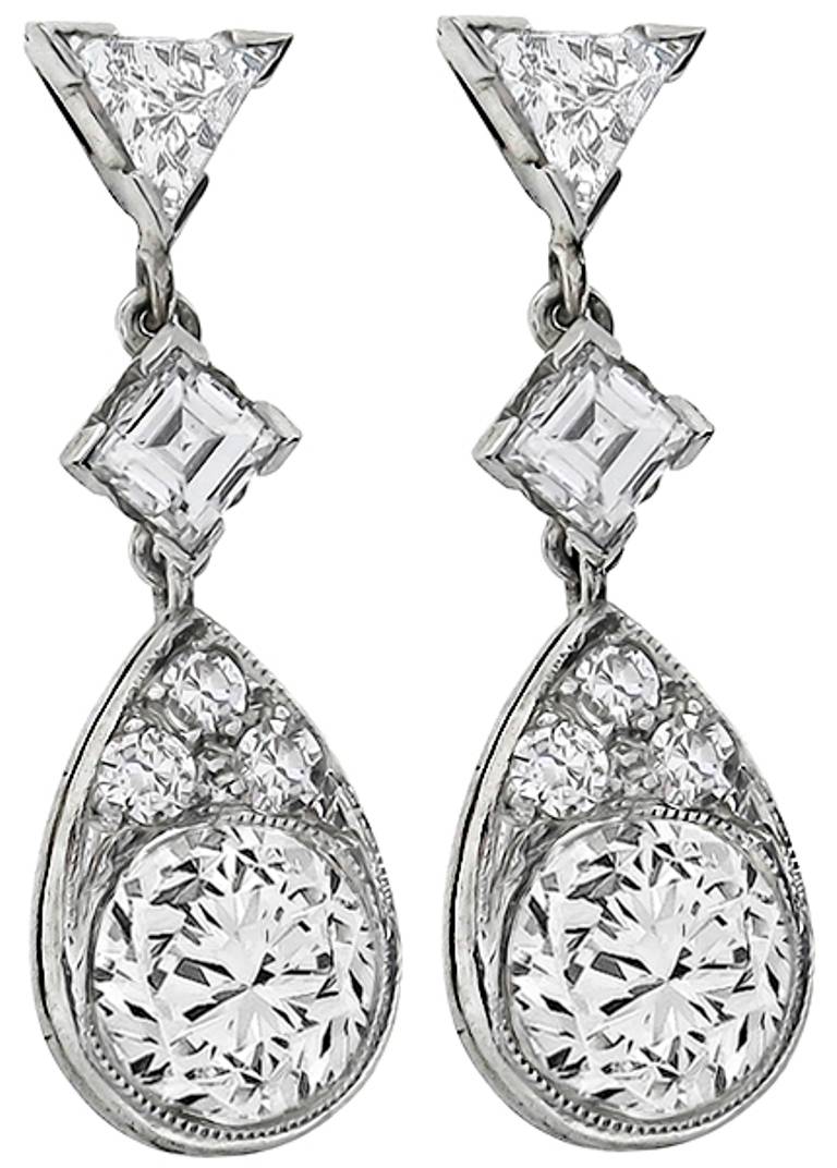 Victorian Diamond Platinum Earrings