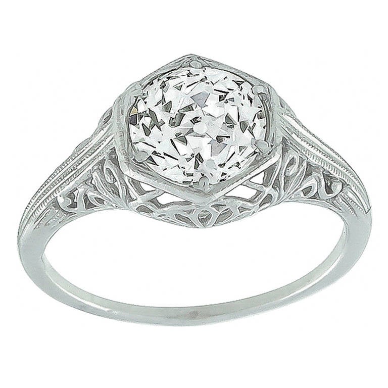 Edwardian GIA Certified Diamond Platinum Ring