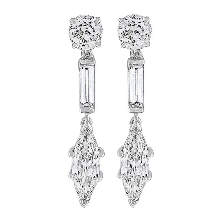 4.90 Carat Diamond Gold Earrings