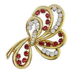 Ruby Diamond Gold Pin