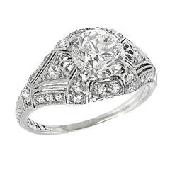 Edwardian Old European Cut Diamond Platinum Ring