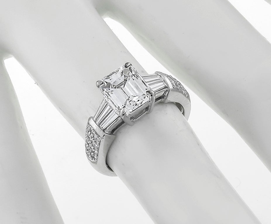 Contemporary 2.30 Carat Emerald Cut Diamond Platinum Ring