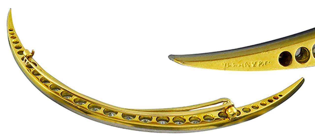 Stunning Vintage Tiffany & Co. Diamond Crescent Brooch In Excellent Condition In New York, NY