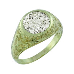 Antique 2.33 Carat Light Fancy Yellow Diamond Gold Engagement Ring