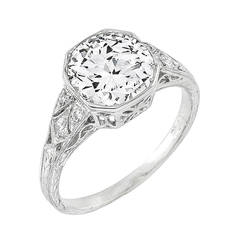 Antique 2.30 Carat Diamond Platinum Engagement Ring