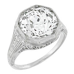 Antique 3.93 Carat Diamond Platinum Ring