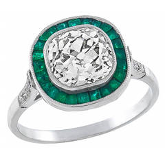 2.30 Carat Diamond Emerald Platinum RIng