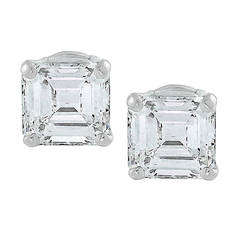 Asscher Cut Diamond Gold Stud Earrings
