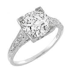 Art Deco 2.08 Carat Diamond Platinum Ring 5