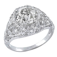Antique 2.26 Carat Diamond Platinum Ring 9