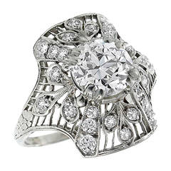 Art Deco 1.50 Carat Diamond Platinum Ring