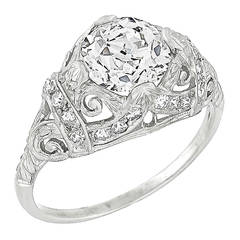 Edwardian 1.43 Carat Diamond Platinum Ring