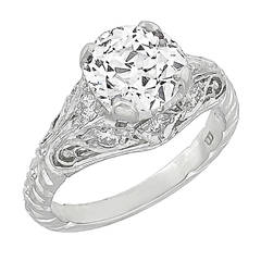 Edwardian 1.39 Carat Old European Cut Diamond Platinum Ring 1