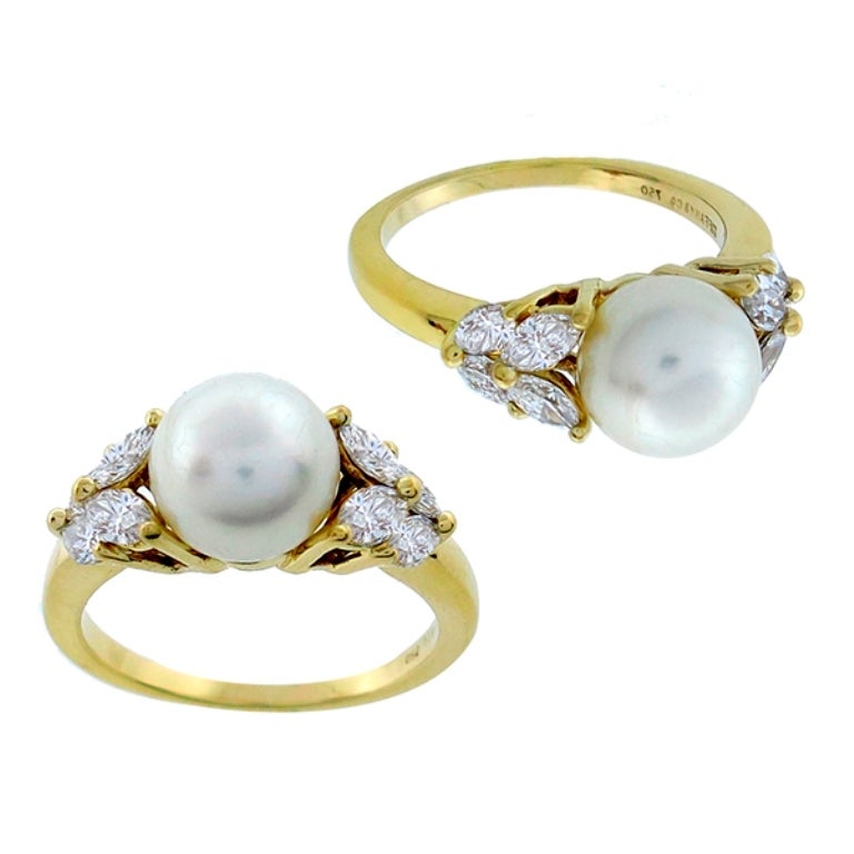 Tiffany and Co. Diamond Pearl Ring at 1stDibs