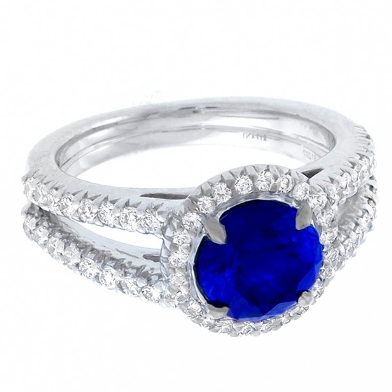 Contemporary Ritani Sapphire Diamond Gold Ring