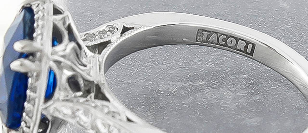 Tacori Verlobungsring mit 3,87 Karat Saphir und Diamant aus Weißgold (Zeitgenössisch) im Angebot