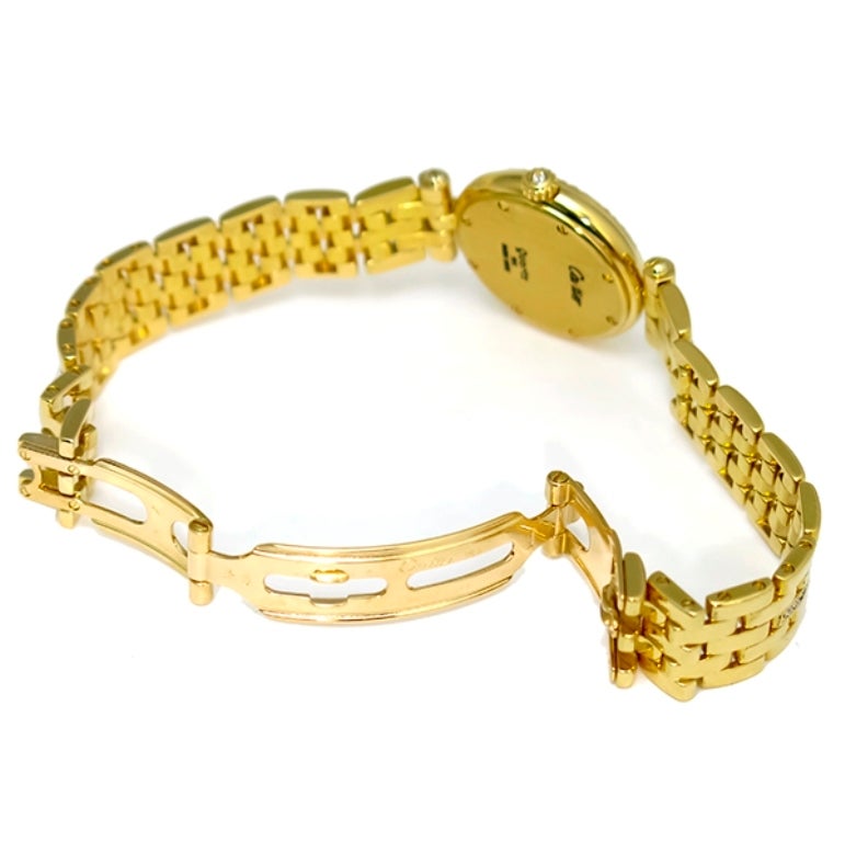 Cartier Lady's Yellow Gold and Diamond Bracelet Watch In Excellent Condition In New York, NY