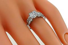 Art Deco GIA Cert 1.02 Carat Diamond Platinum Engagement Ring