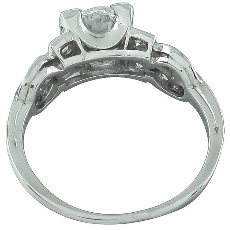 Art Deco GIA Cert 1.02 Carat Diamond Platinum Engagement Ring In New Condition For Sale In New York, NY