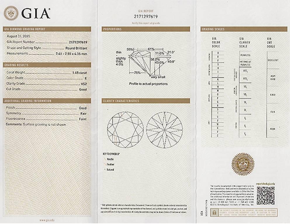 Verlobungsring mit 1,48 Karat GIA-zertifiziertem Diamant in Gold mit Solitär im Zustand „Neu“ im Angebot in New York, NY