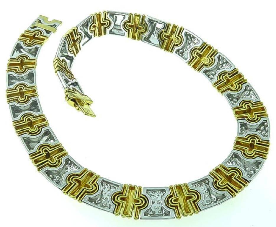 Diamond Two Tone Gold Necklace In New Condition For Sale In New York, NY