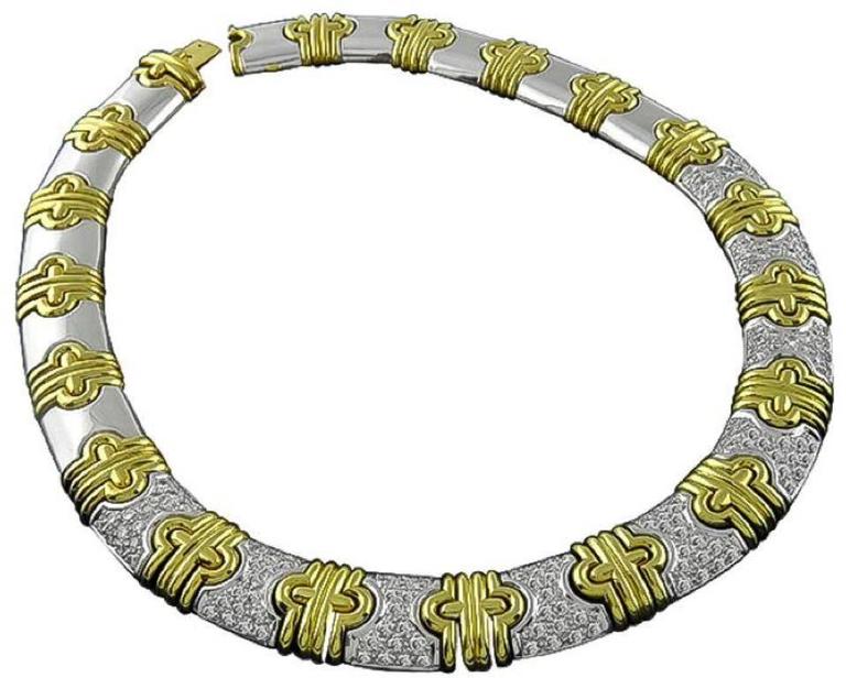 Diamond Two Tone Gold Necklace For Sale at 1stDibs