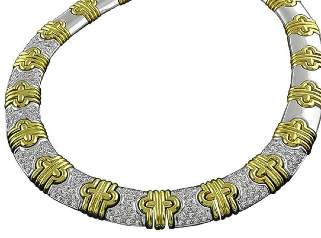 Women's Diamond Two Tone Gold Necklace For Sale