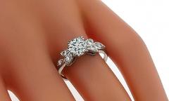 Antique GIA Cert 1 Carat Diamond Platinum Engagement Ring