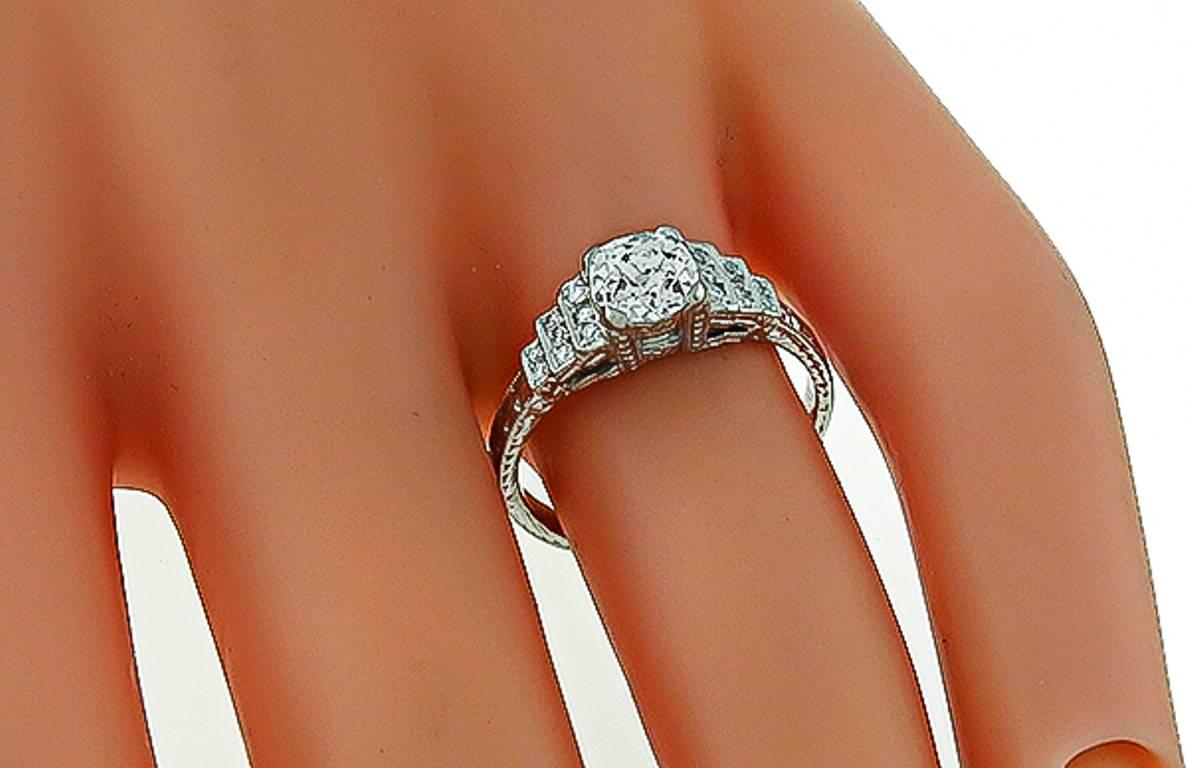 Women's Diamond Platinum Engagement Ring For Sale