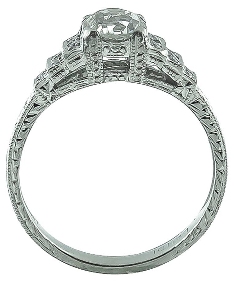 Diamond Platinum Engagement Ring In New Condition For Sale In New York, NY