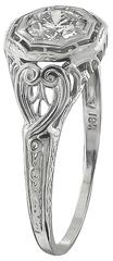 Edwardian Old Mine Cut Diamond White Gold Engagement Ring