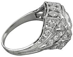 1.33 Carat Old Mine Cut Diamond Platinum Engagement Ring