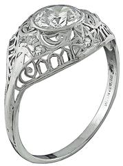 Edwardian 0.87 carat GIA cert Diamond platinum Engagement Ring