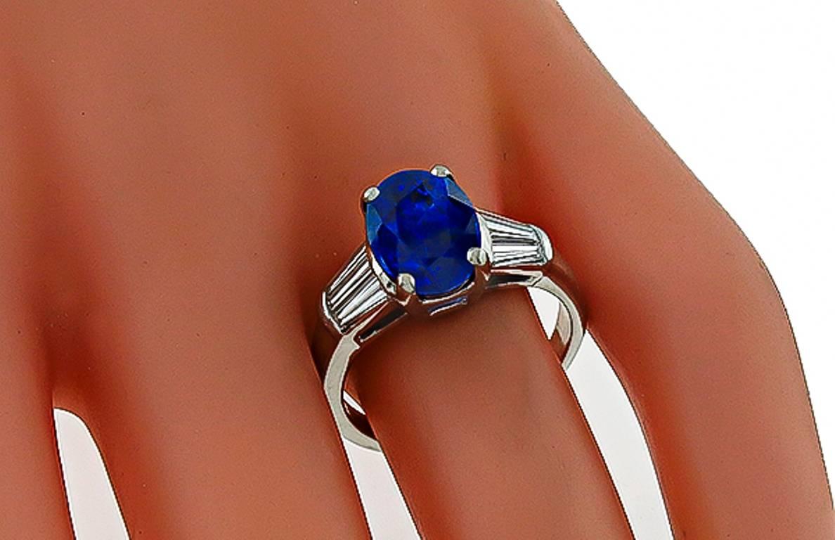 Women's Stunning 4.53 Carat Natural Sapphire Diamond Ring For Sale
