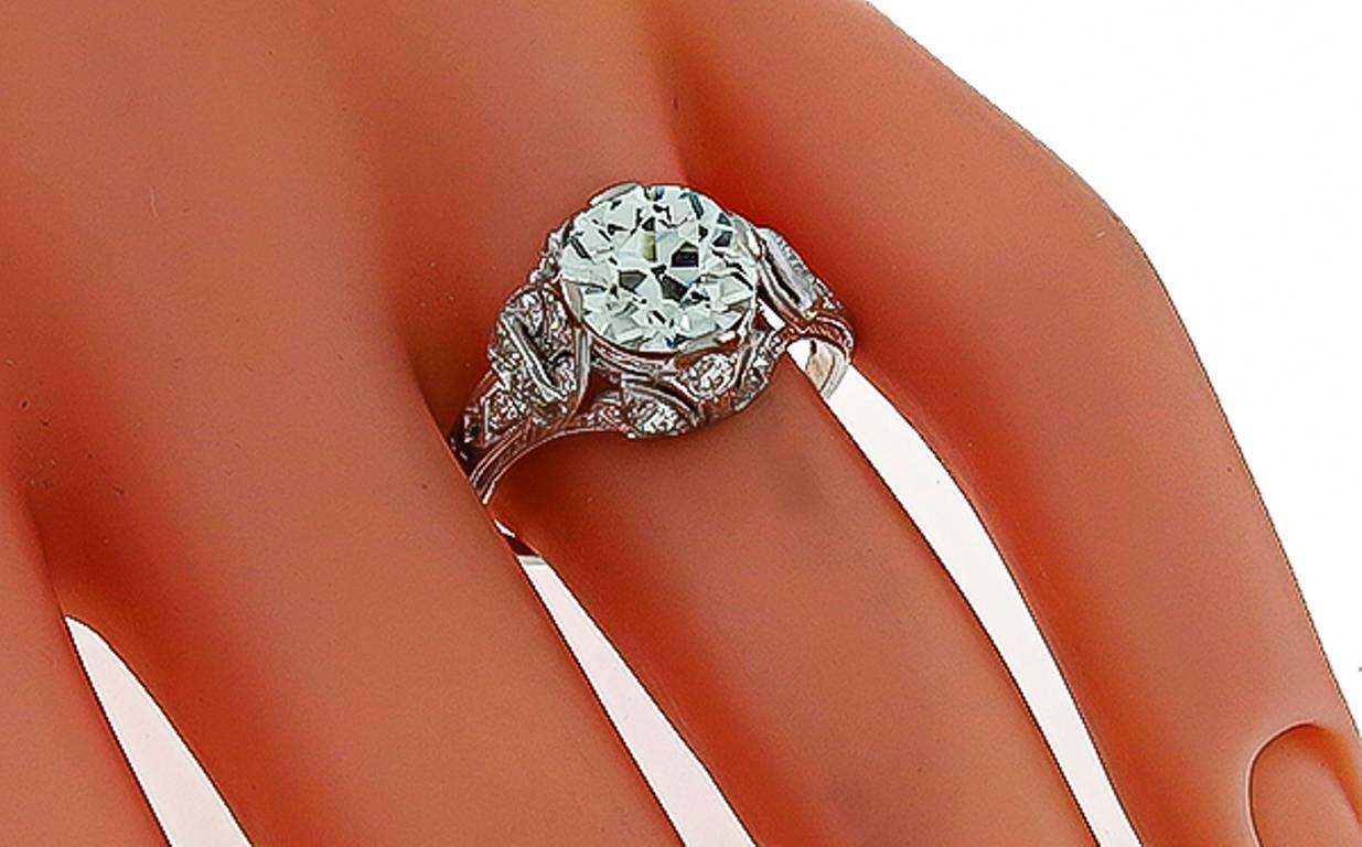 Edwardian 2.39 Carat Old European Cut Diamond Platinum Engagement Ring