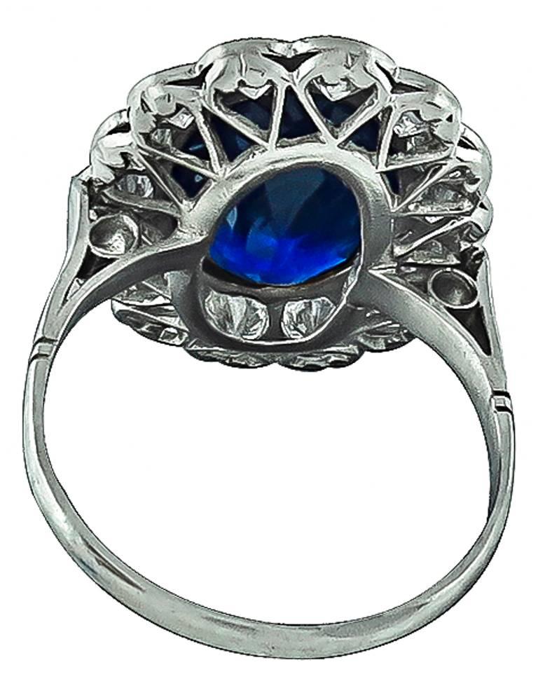 Splendid 6.59 carat Sapphire Diamond Platinum Ring In Excellent Condition In New York, NY
