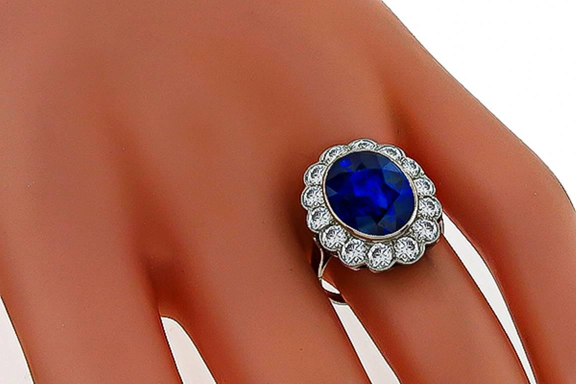 Women's Splendid 6.59 carat Sapphire Diamond Platinum Ring
