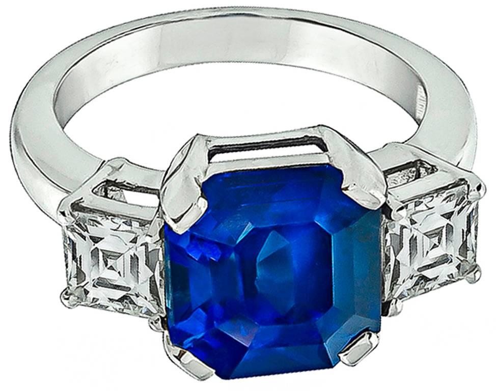 Women's Magnificent 6.49 Carat Sapphire Diamond Platinum Ring 