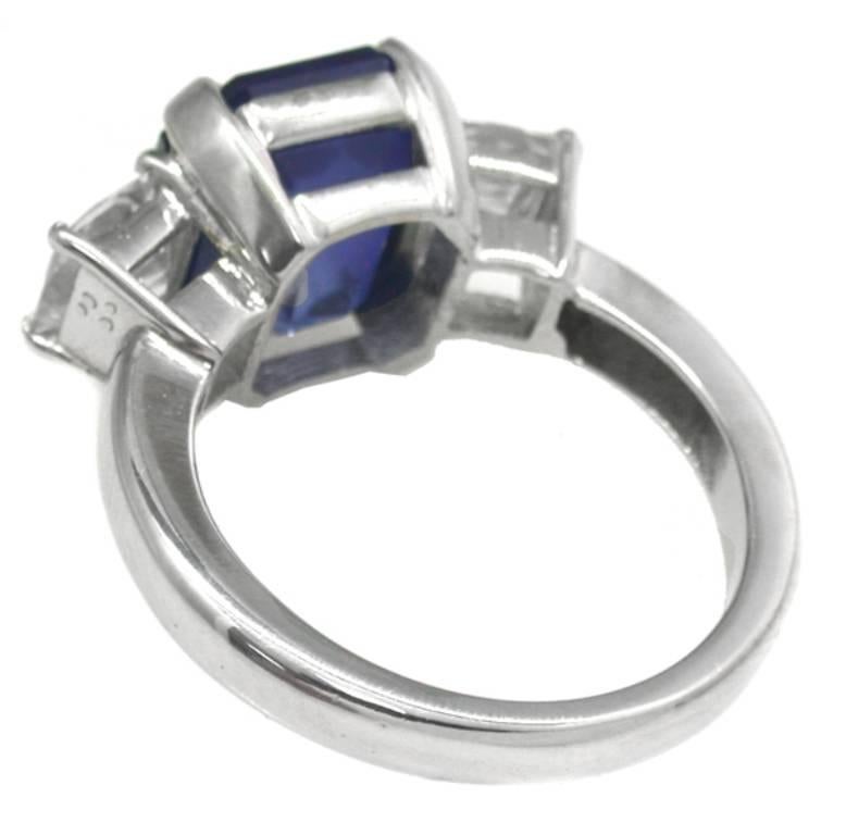 Magnificent 6.49 Carat Sapphire Diamond Platinum Ring  In Excellent Condition In New York, NY