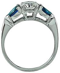 GIA 0.88 Carat Diamond Sapphire platinum Engagement Ring