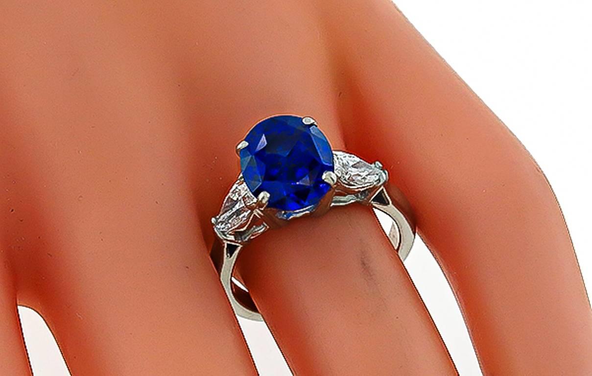 Verlobungsring aus Platin mit 3,99 Karat Saphir und Diamant im Zustand „Neu“ im Angebot in New York, NY