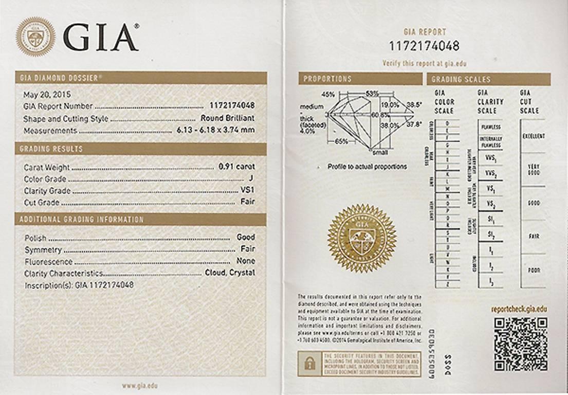 Verlobungsring aus Platin mit 0,91 Karat GIA-zertifiziertem Diamant im Edwardianischen Stil im Zustand „Neu“ in New York, NY