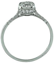 0.78 Carat Old MIne Cushion Cut Diamond Platinum Engagement Ring