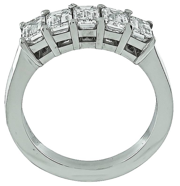 Women's or Men's Emerald Cut Diamonds Platinum Wedding Band Ring
