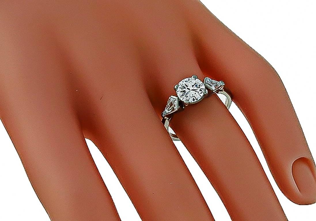 Art Deco 1920s GIA Cert 1.28 Carat Diamond Platinum Engagement Ring For Sale