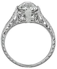 Edwardian 1.53 Carat GIA Cert Old European Cut Diamond Platinum Ring