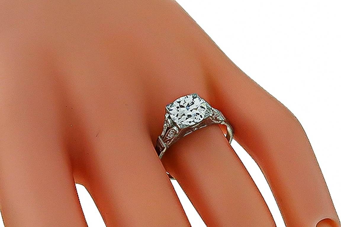 Baguette Cut Stunning GIA Cert 2.08 Carat Diamond Platinum Ring For Sale