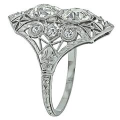 Early 20th Century Double Diamond Platinum Ring