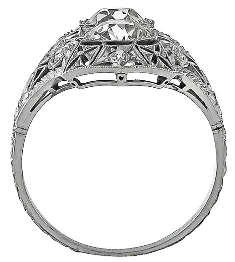 Early 20th Century Double Diamond Platinum Ring In New Condition For Sale In New York, NY