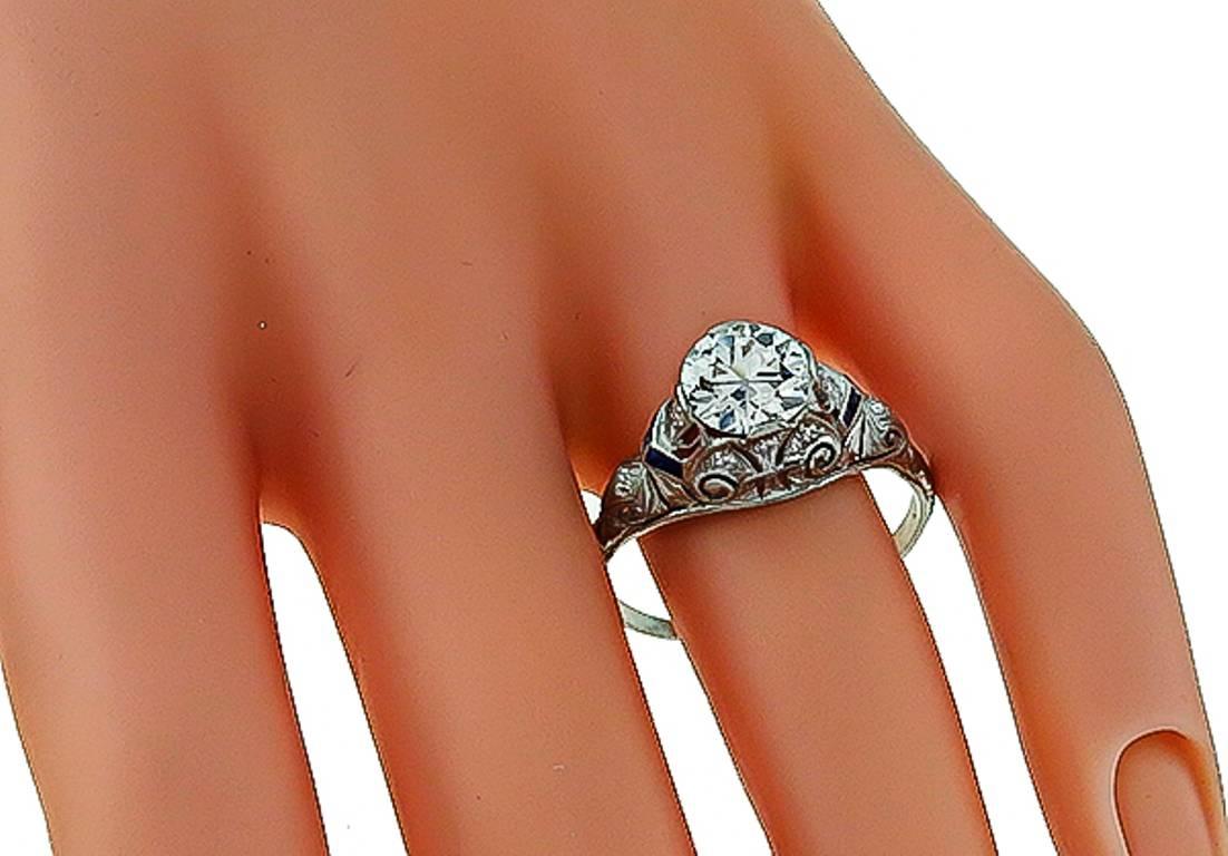 Art Deco 1.63 Carat GIA Cert Diamond Platinum Engagement Ring